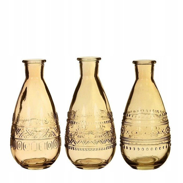 Szklany wazon świecznik 15,8 cm butelka ocre