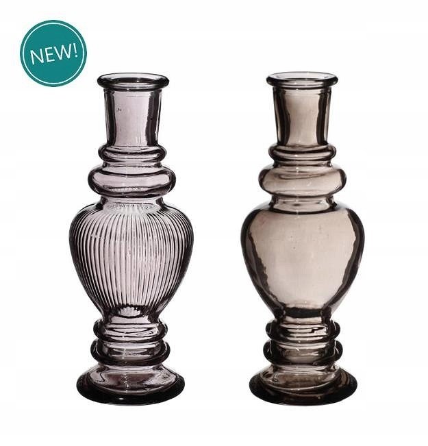 Szklany wazon świecznik 15,5 cm ciemny szary