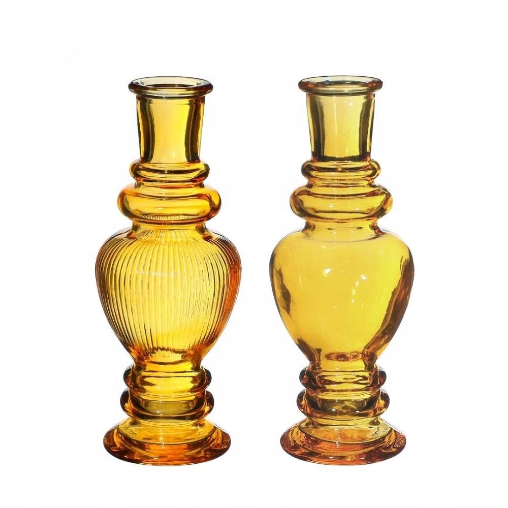 Szklany wazon świecznik 15,5 cm ocre