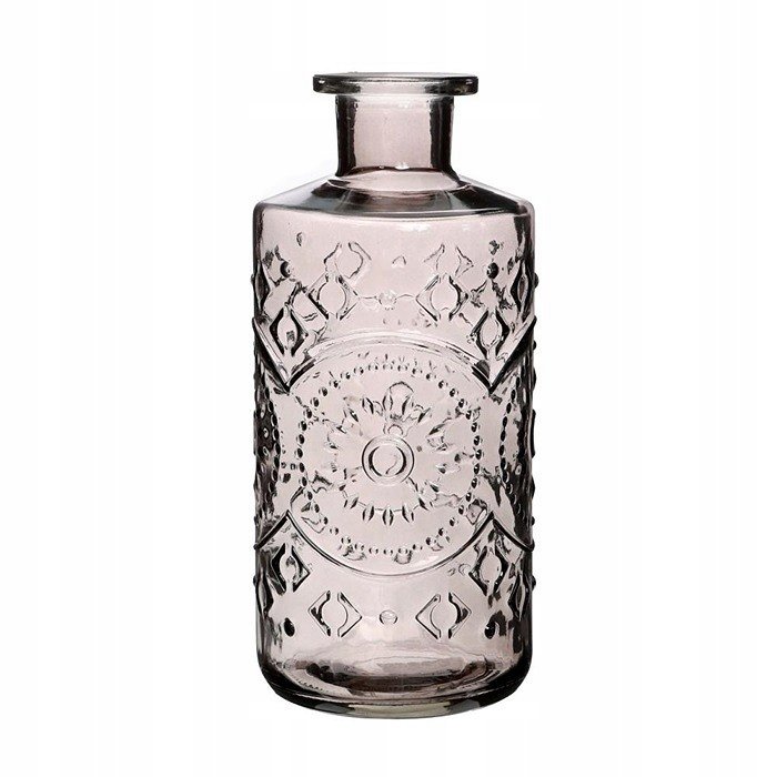 Szklany wazon świecznik 21 cm butelka szara