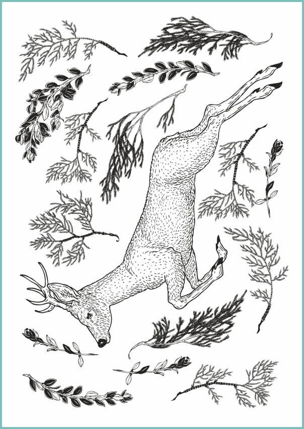 Tatuaże tymczasowe, zmywalne, jeleń w stylu vintage, format A4