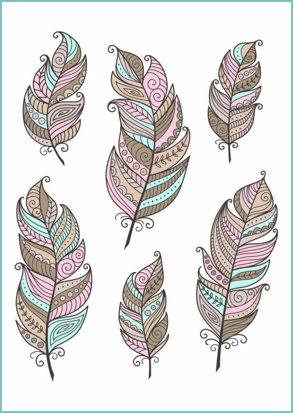 Tatuaże tymczasowe, zmywalne, pastelowe liście, format arkusz A4