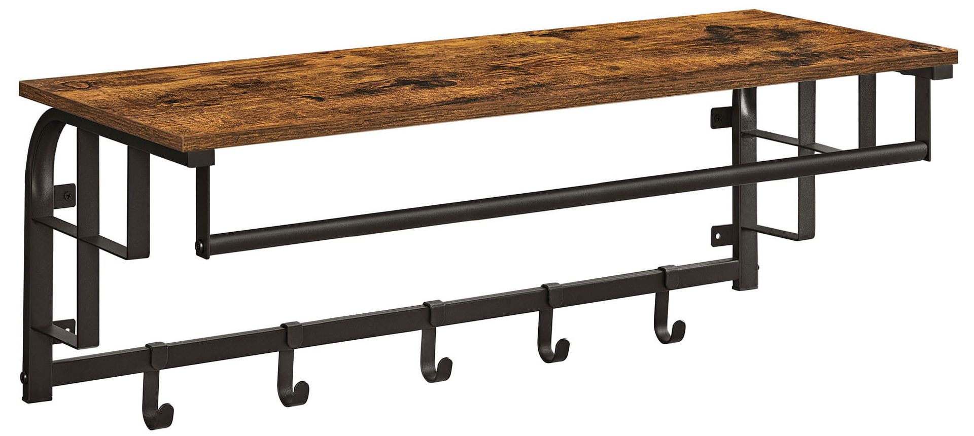 Industrialny Wieszak Drewniany Na Ubrania Z Półką D4-E95