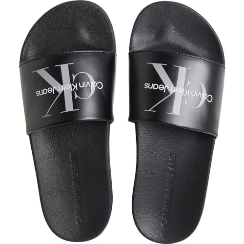 Calvin Klein Jeans Klapki damskie Slide NY Perłowe, potrójne czarne, 37 EU, Potrójny czarny, 37 EU