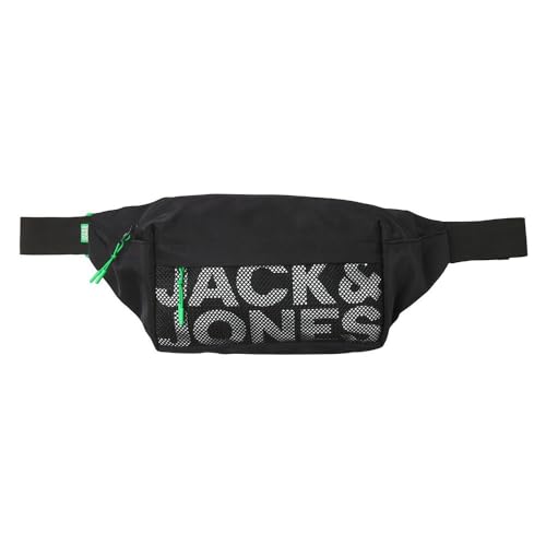 Jack & Jones męska torba biodrowa JACASHFORD Mesh, kolor czarny/szczegóły: Island Green, Czarny/szczegóły: island green