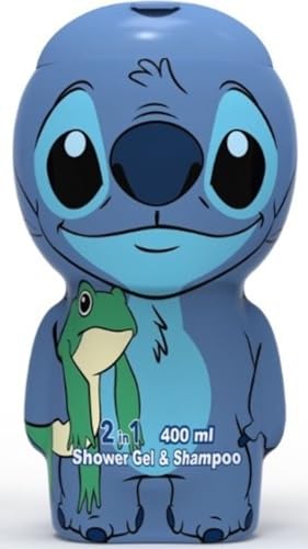 Stitch in 3D – żel pod prysznic i szampon 2 w 1, pachnąca karmelem i jaśminem, zabawa w kąpieli dla dzieci