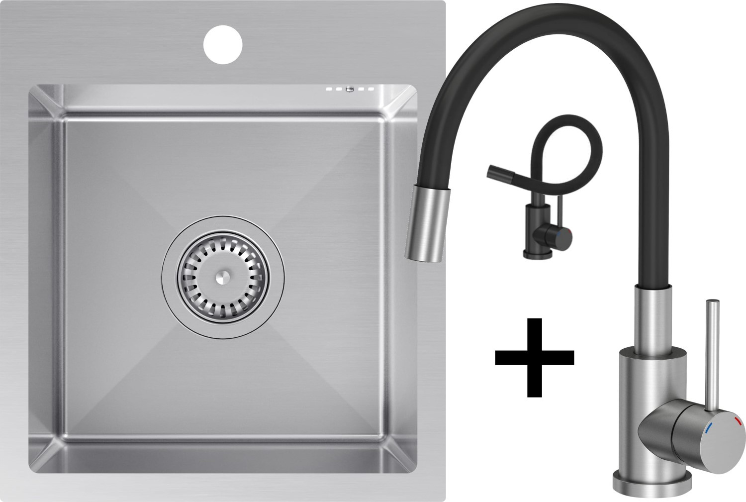 QUADRON LUKE 90 stal szczotkowana INOX + MAGGIE inox/czarny (ZH4045BS_3323503BL)