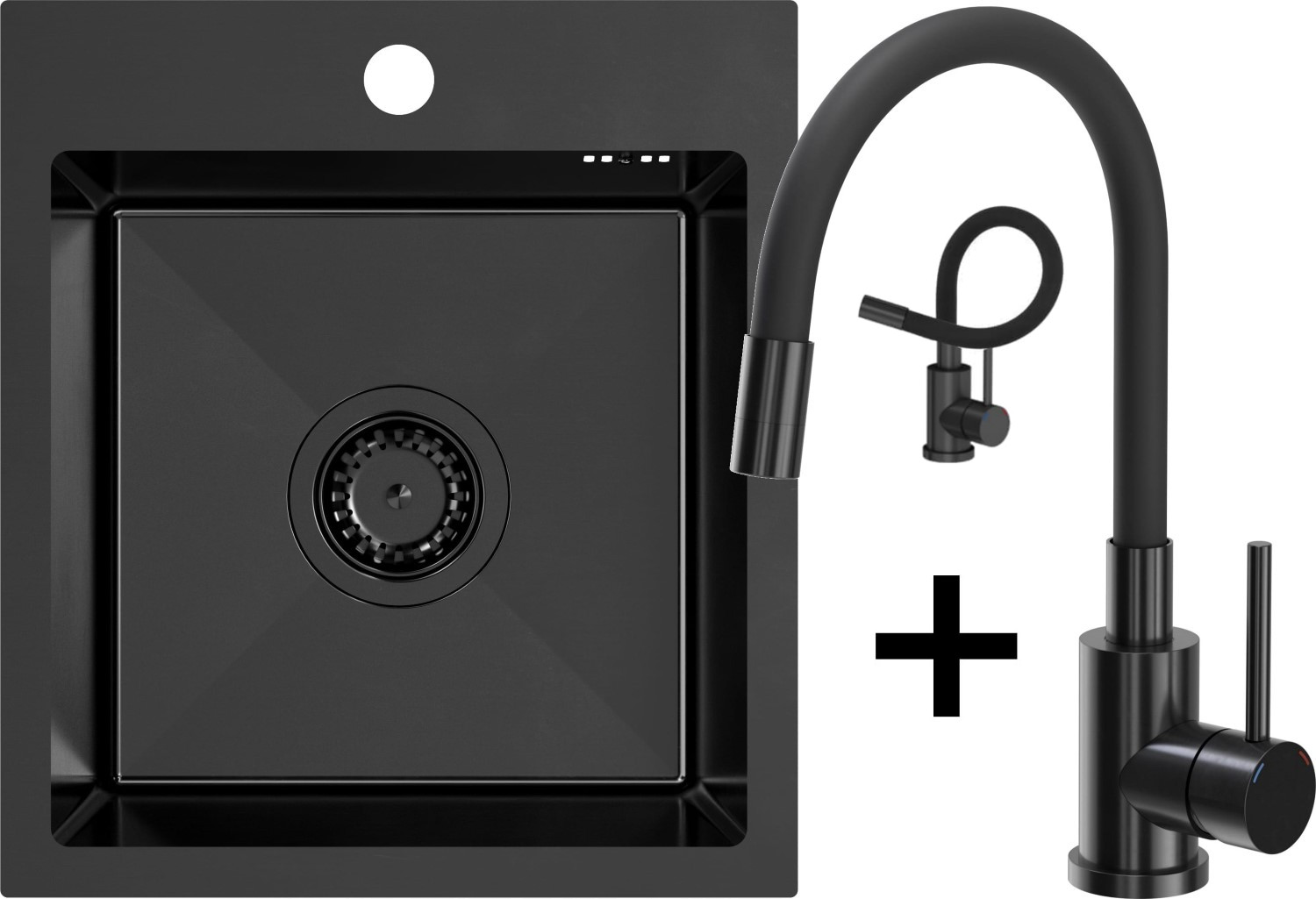 QUADRON LUKE 90 czarna stal szczotkowana (BLACK INOX) + MAGGIE black metal/czarny (ZH4045PVDBLM_3323503PVDBLM)
