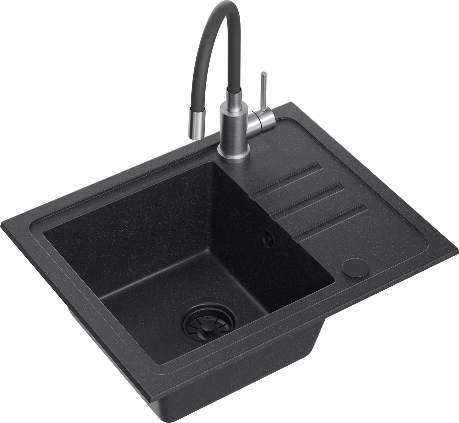 QUADRON BEN 116 czarny nakrapiany (BLACK DOTTED) + MAGGIE inox/czarny + SYFON z ZAŚLEPKĄ czarny