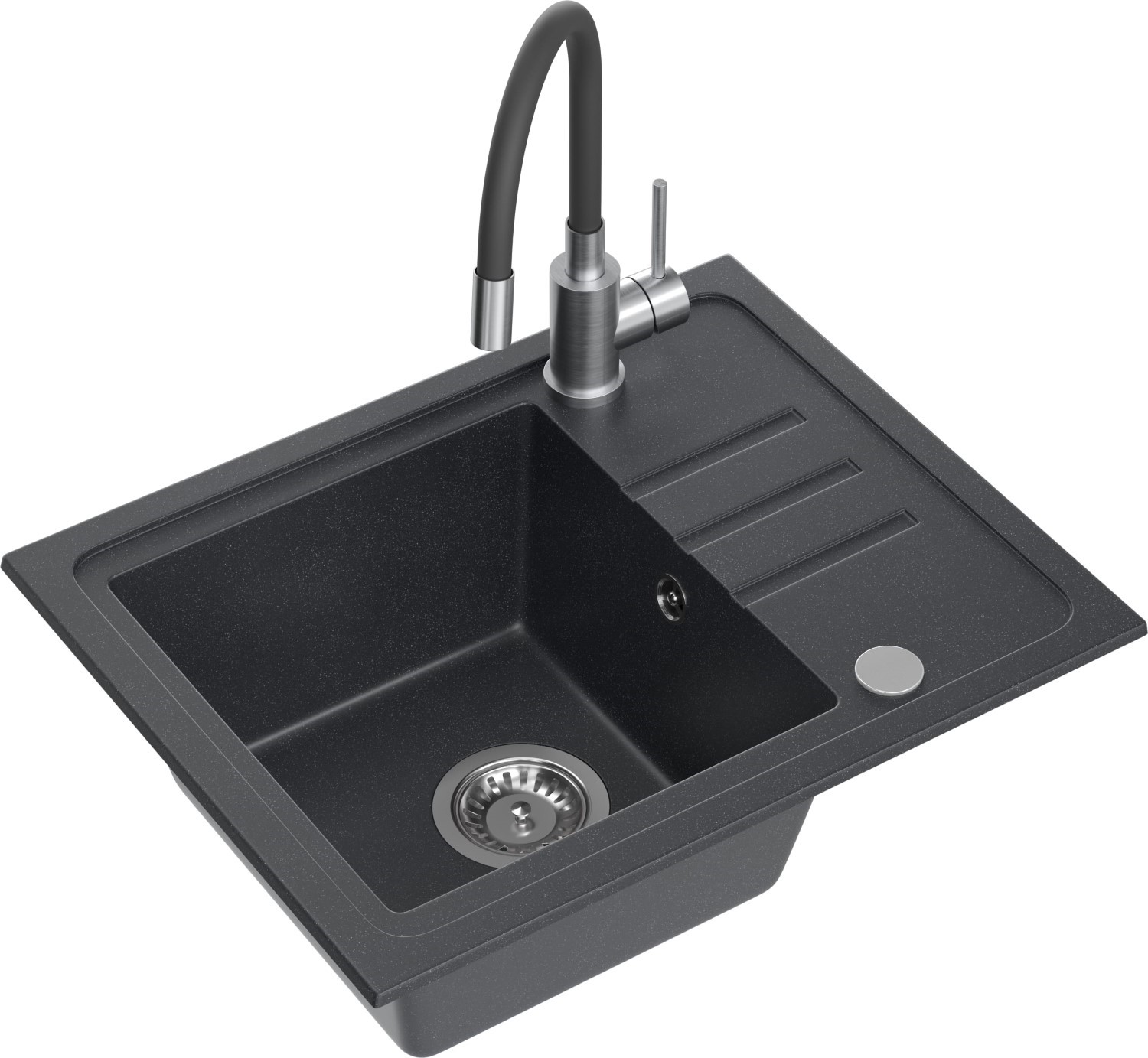 QUADRON BEN 116 czarny nakrapiany (BLACK DOTTED) + MAGGIE inox/czarny + SYFON z ZAŚLEPKĄ