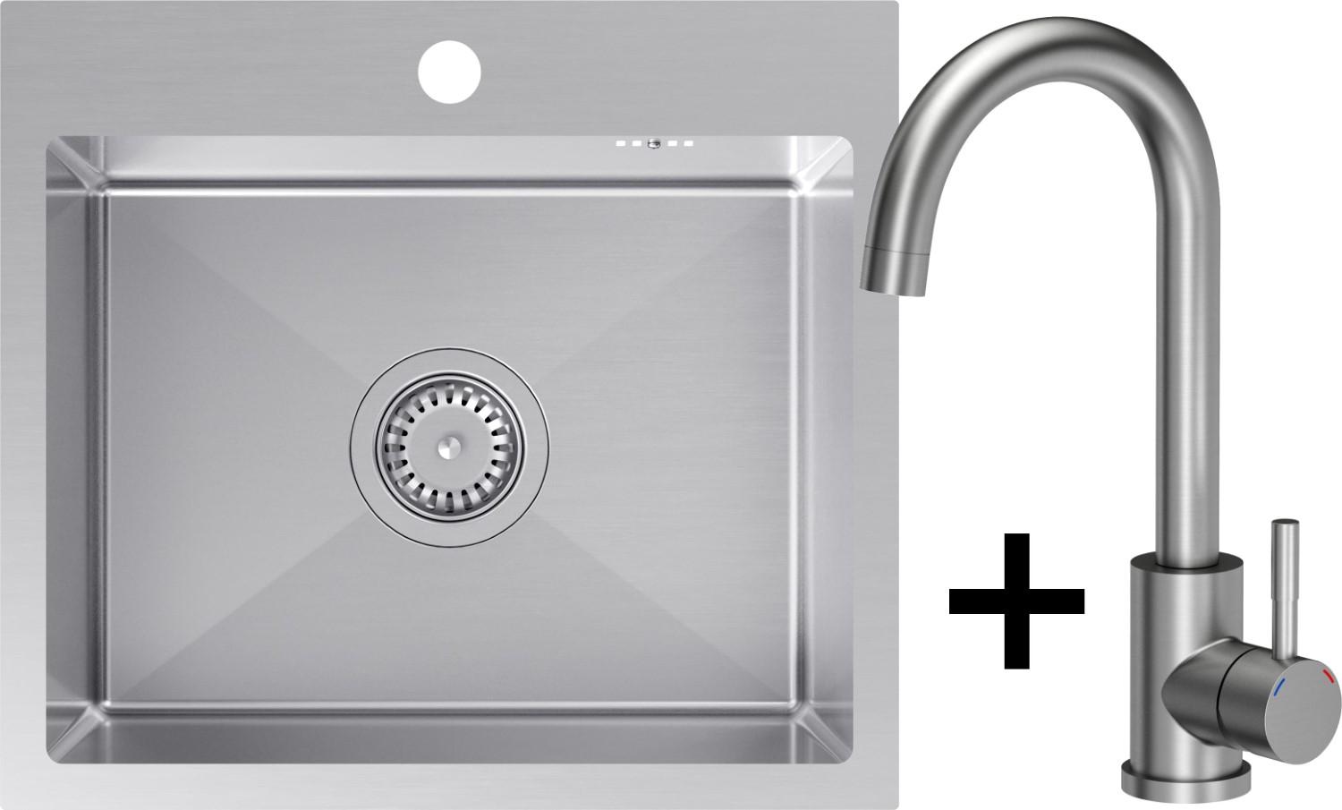 Zestaw QUADRON | LUKE 100 stal szczotkowana INOX + KATE stal INOX  (ZH5045BS_3623500_BS)