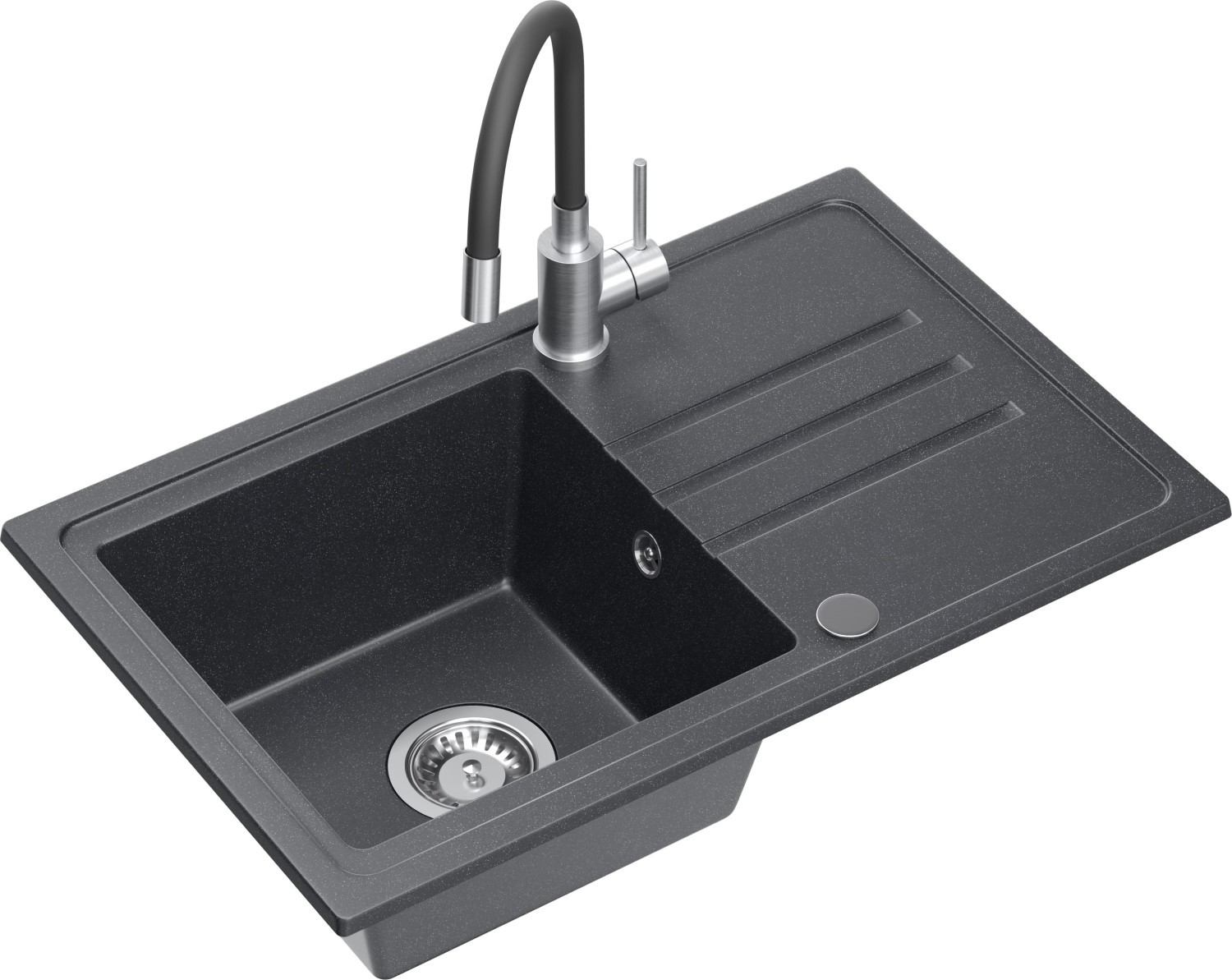 Zestaw QUADRON BEN 111 czarny nakrapiany (BLACK DOTTED) + MAGGIE inox/czarny + SYFON z ZAŚLEPKĄ