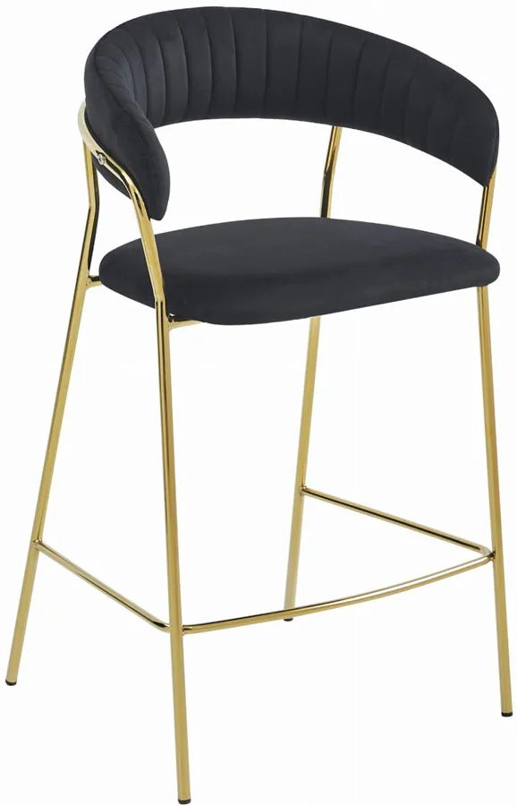 Czarny welurowy hoker glamour z oparciem K6-A86