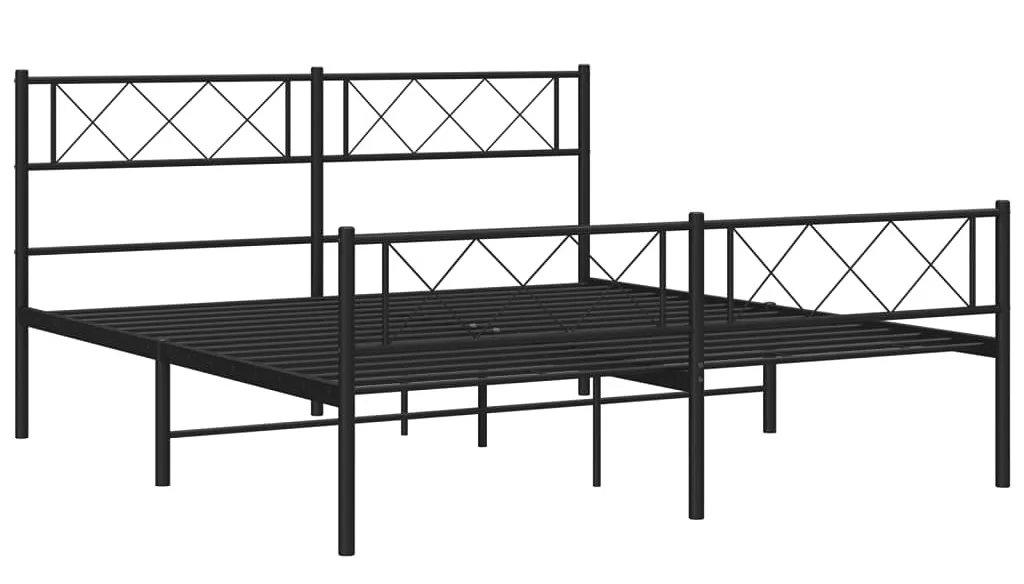 Czarne metalowe łóżko małżeńskie 160x200cm T1-E19
