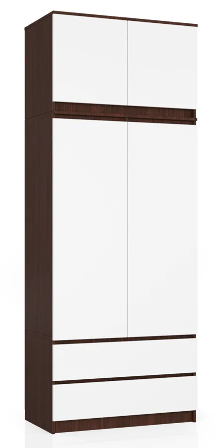 Szafa dwudrzwiowa z nadstawką wenge + biały - Enio 3X