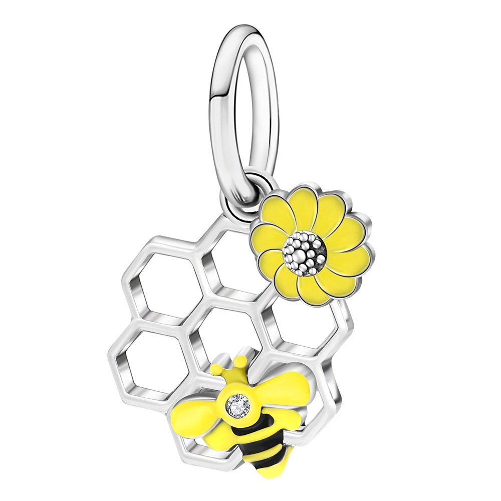 Zawieszka SREBRO 925 Charms koralik do PANDORA Plaster Miodu Pszczoła Stokrotka