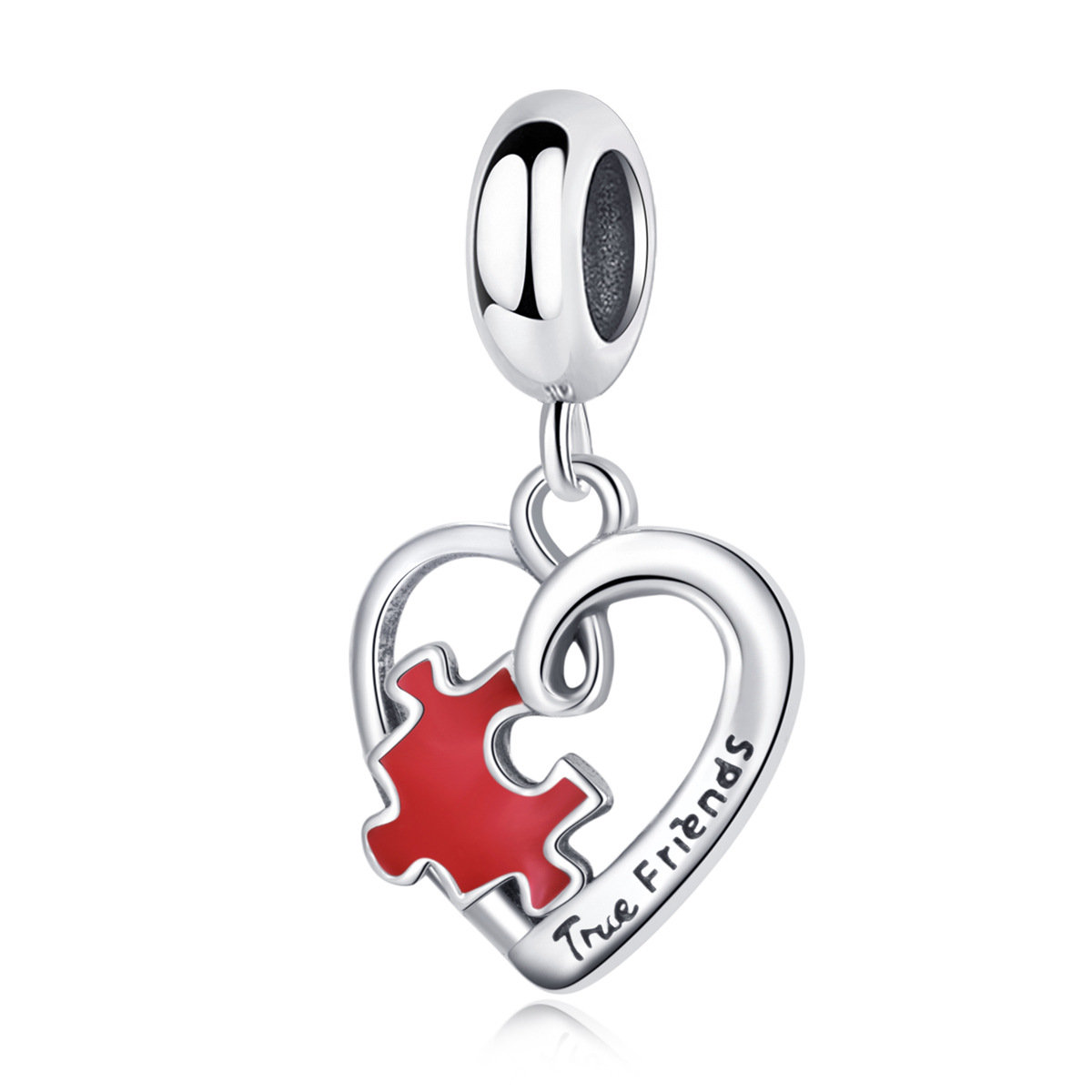 Zawieszka SREBRO 925 Charms koralik do PANDORA Siostry Przyjaciółki Serce Puzzel