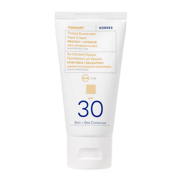 KORRES Yoghurt Tinted Sunscreen koloryzujący krem do twarzy z filtrem SPF30 Nude 50ml