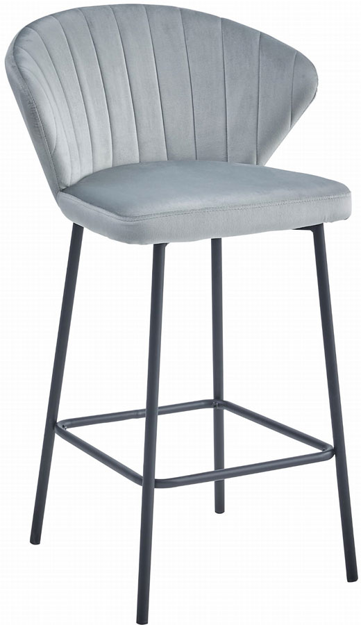 Tapicerowane srebrne barowe krzesło do wyspy L6-P98