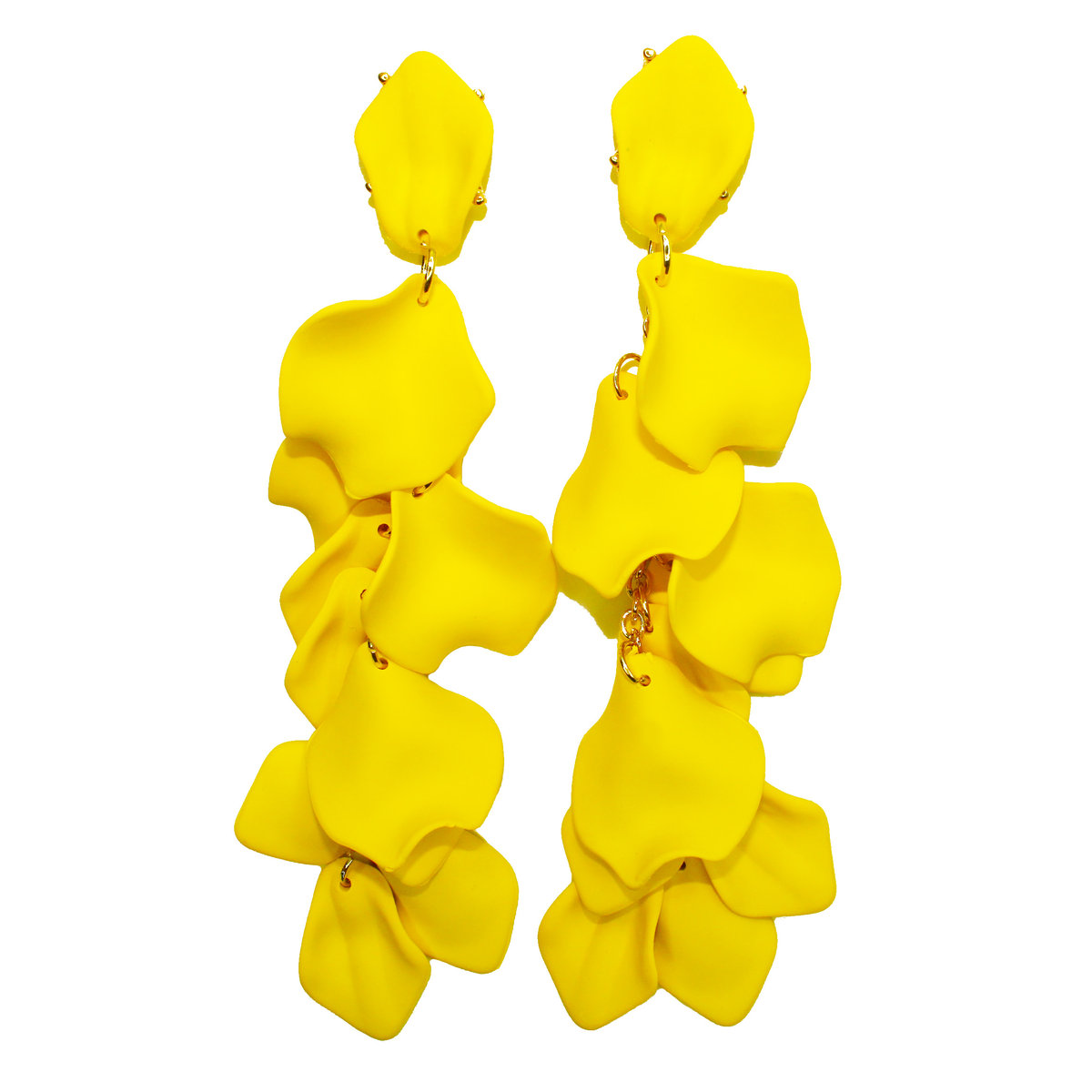 Kolczyki żółte płatki girlandy kanarkowe długie wiszące