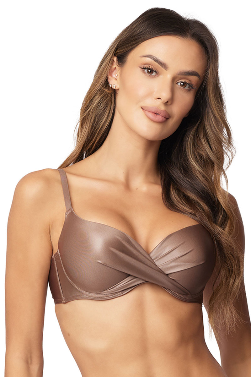Vivisence 3222 brązowy połysk 80D Kostium kąpielowy biustonosz push-up