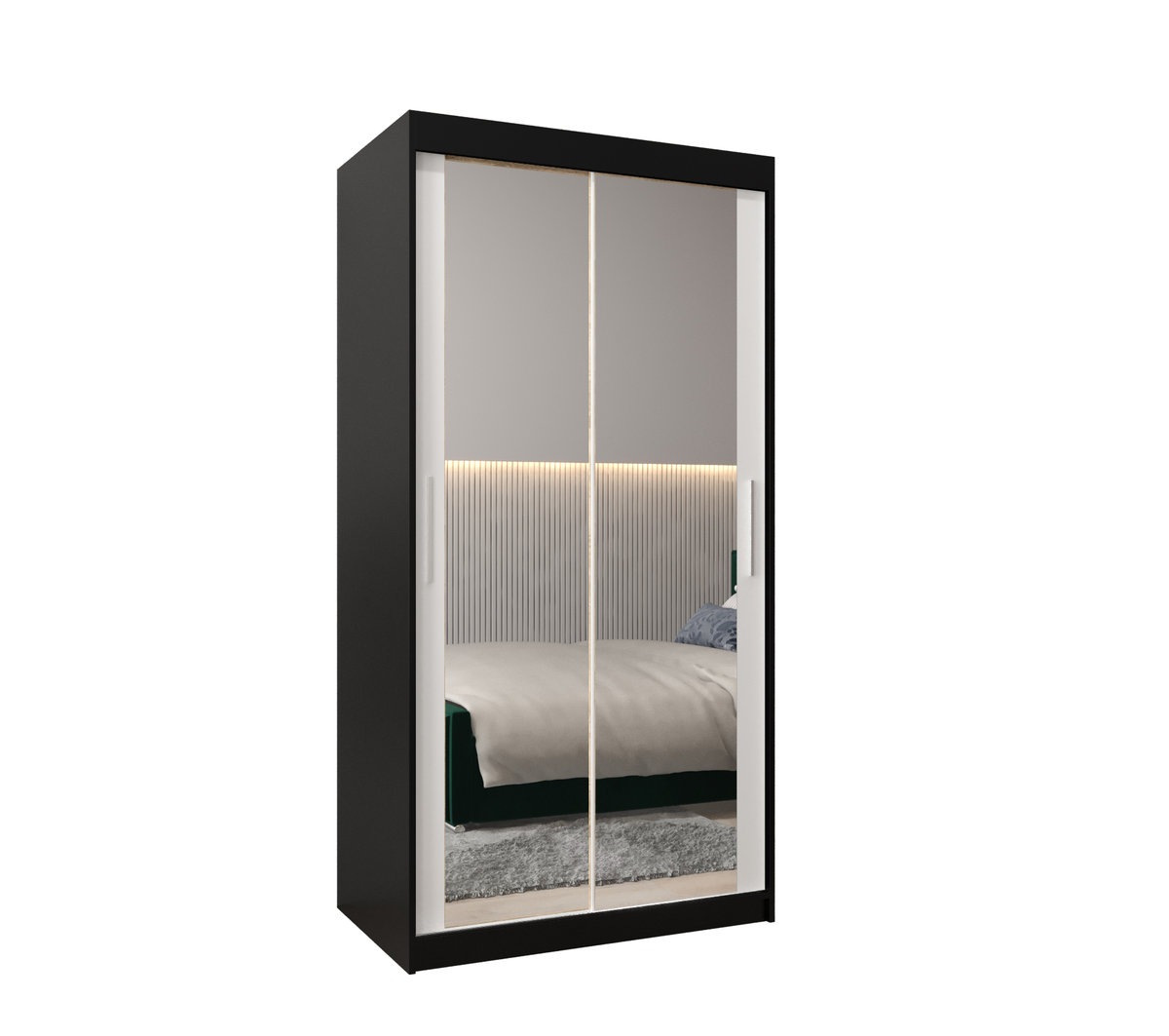 Szafa przesuwna garderoba TOKYO 3 100 gł. 62 Czarny / Biały