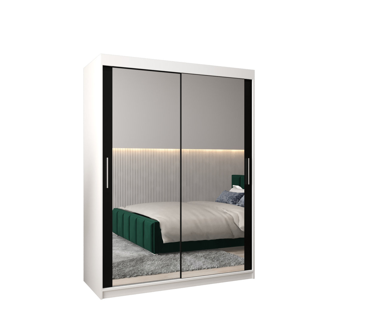 Szafa przesuwna garderoba TOKYO 3 150 gł. 62 Biały / Czarny