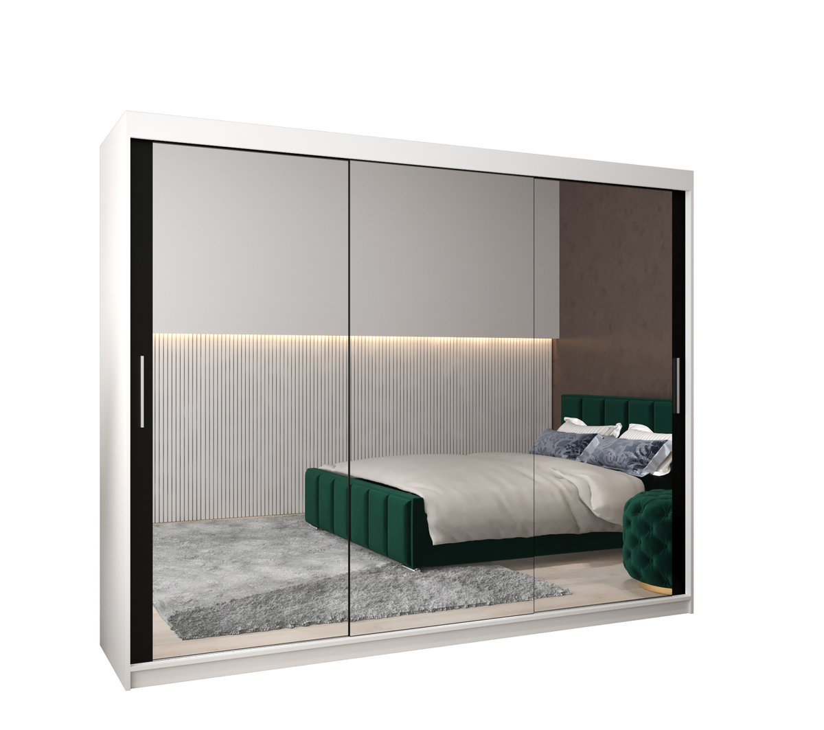 Szafa przesuwna garderoba TOKYO 3 250 gł. 62 Biały / Czarny