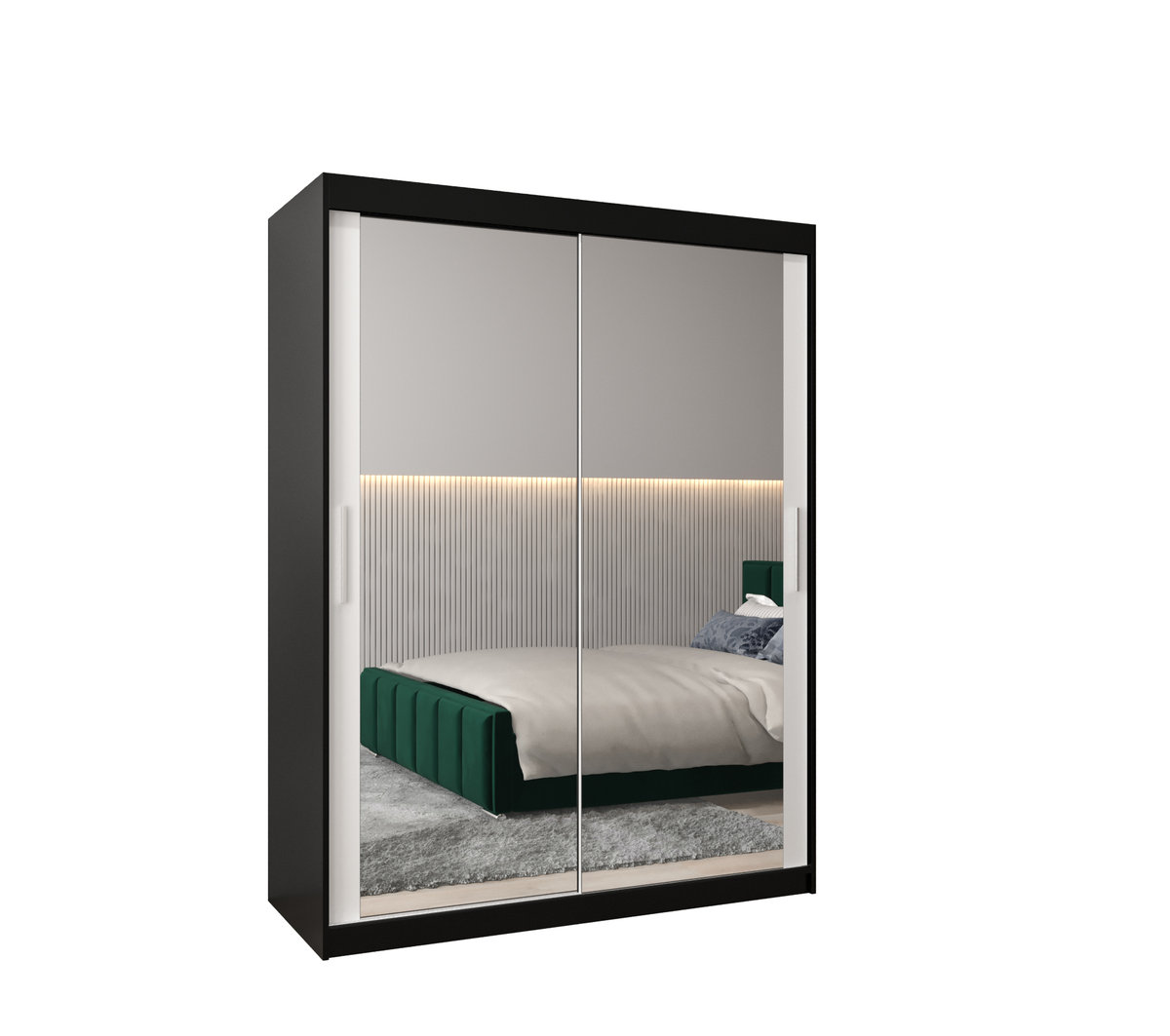 Szafa przesuwna garderoba TOKYO 3 150 gł. 62 Czarny / Biały