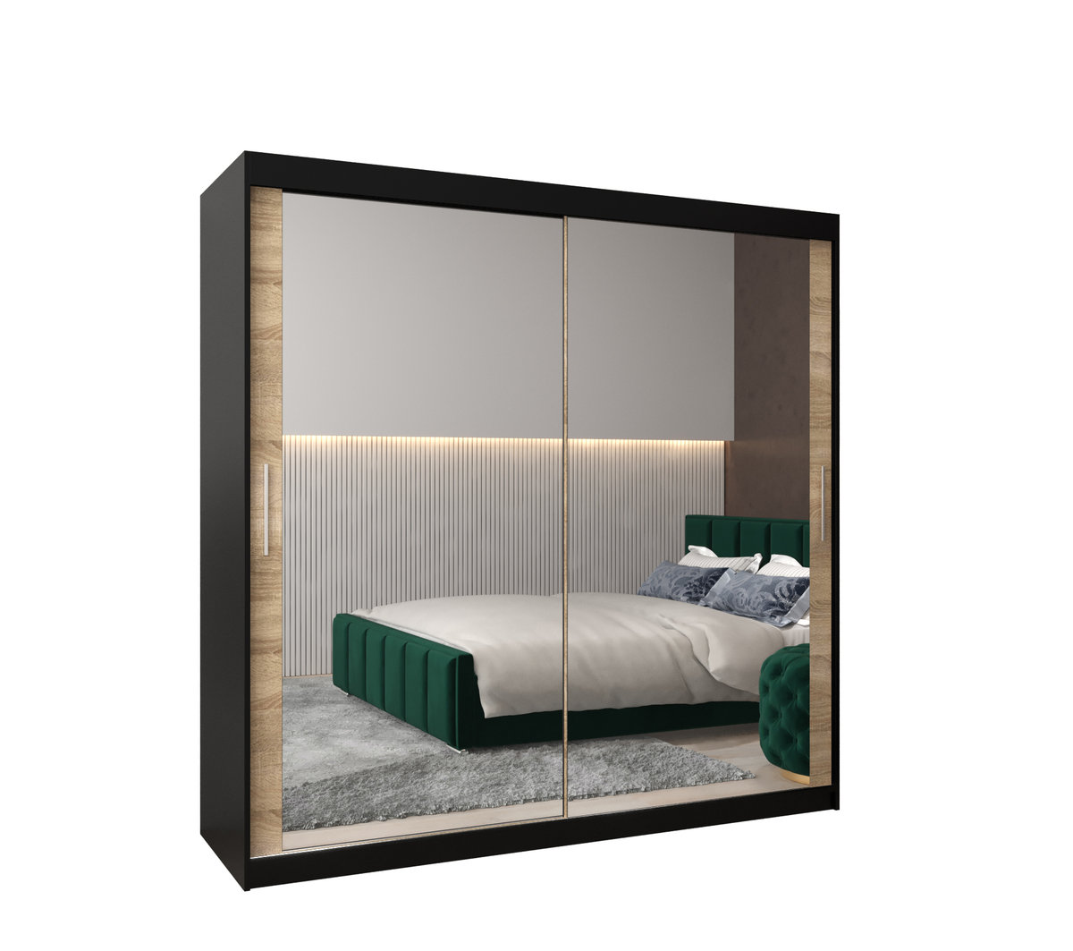 Szafa przesuwna garderoba TOKYO 3 200 gł. 62 Czarny / Sonoma