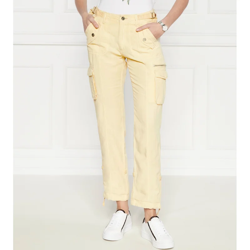 GUESS Spodnie cargo NESSI | Regular Fit | z dodatkiem lnu