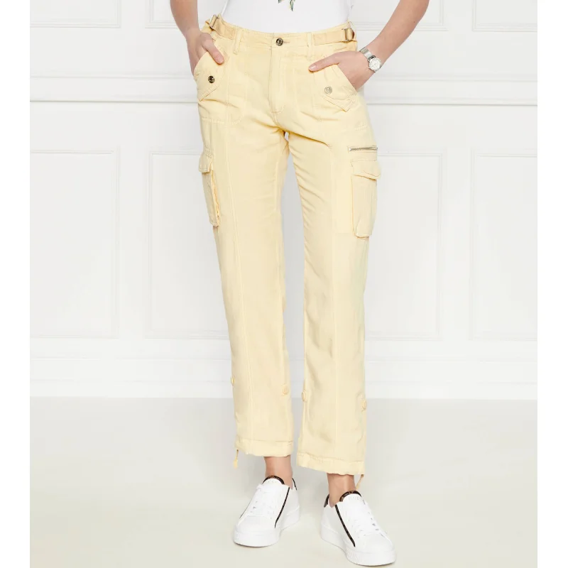 GUESS Spodnie cargo NESSI | Regular Fit | z dodatkiem lnu
