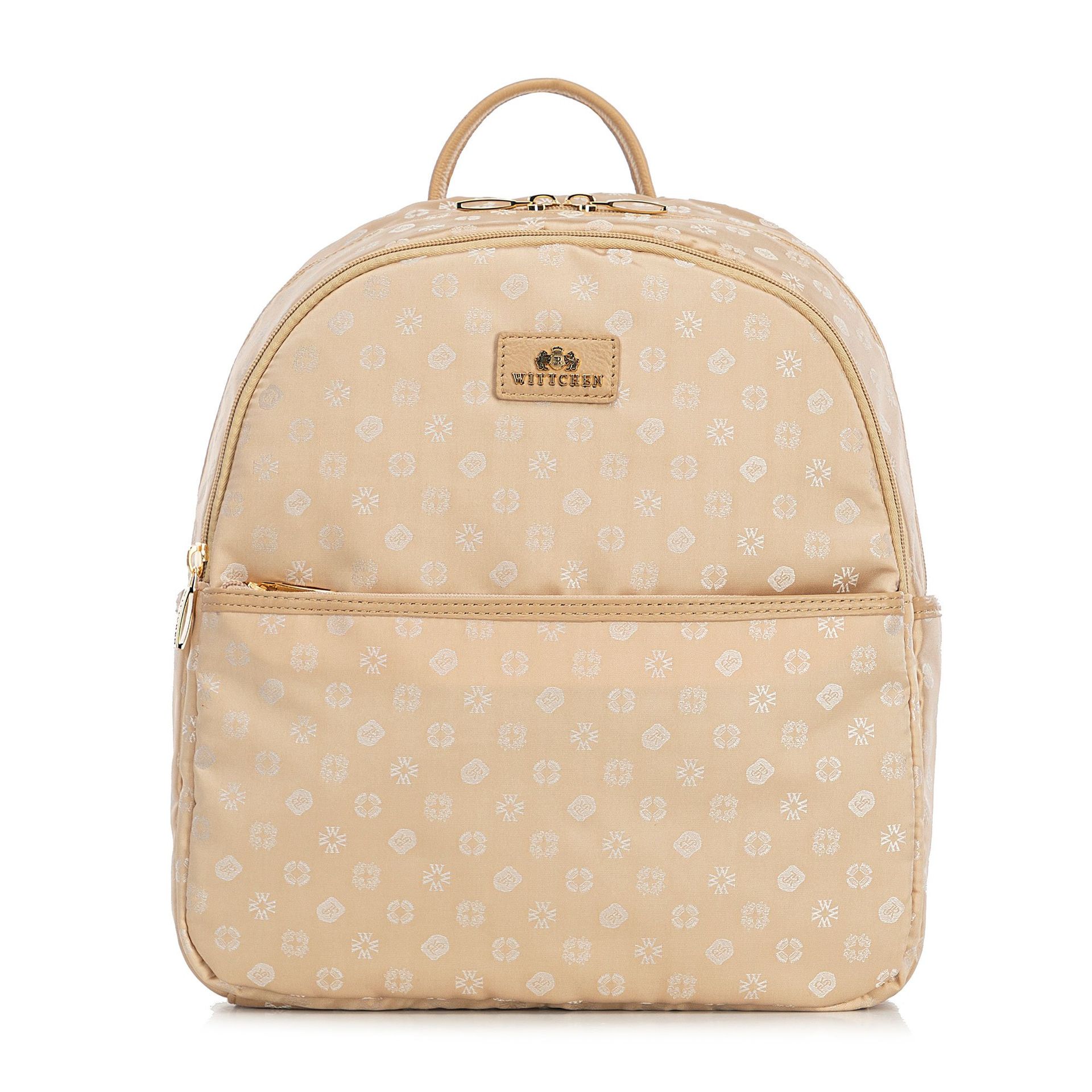 Plecak damski półokrągły elegancki w monogram kremowy