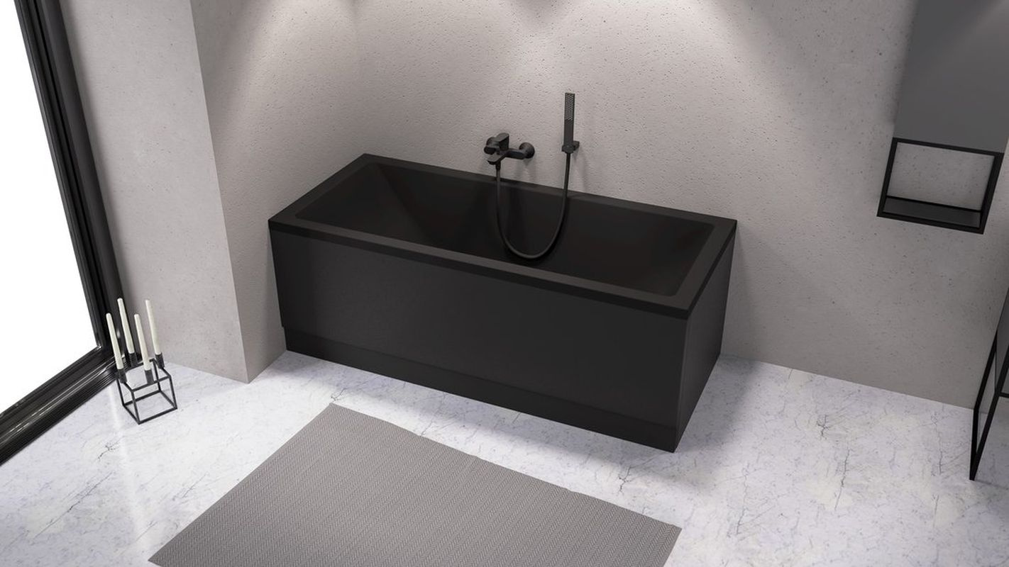 Polysan Cleo Wanna prostokątna 180x80 cm do zabudowy czarny mat 95611.21