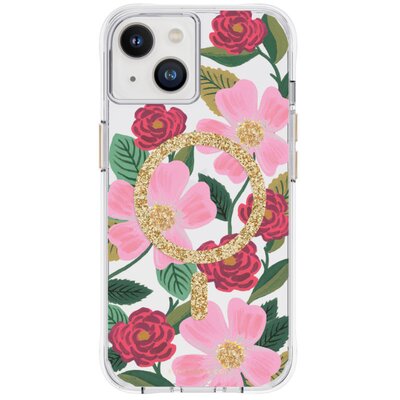 Rifle Paper Clear MagSafe - Etui iPhone 14 / iPhone 13 zdobione złotem (Rose Garden)