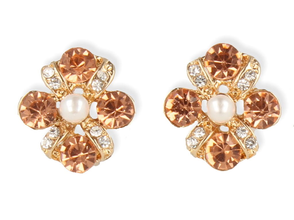 Klipsy do uszu pomarańczowe ozdobne kwiaty