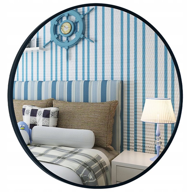 LUSTRO NA ŚCIANE OKRĄGŁE ŁAZIENKOWE CZARNA RAMA LOFT STYLOWE ŚREDNICA 70 CM