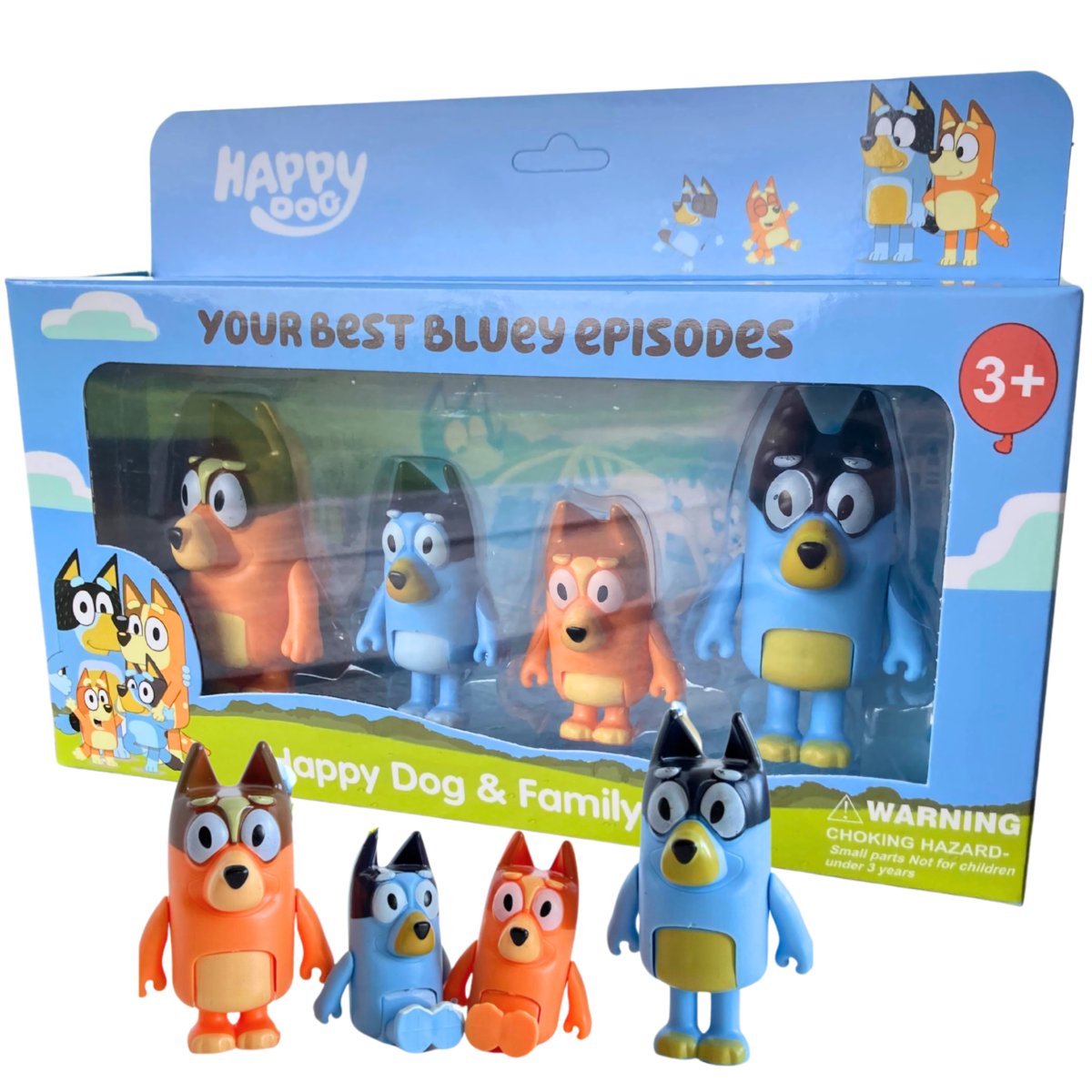 Bluey Figurki Zestaw 4 Figurek Rodzinka Bingo Chili Bandit Mama