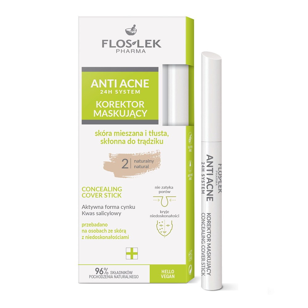 FLOSLEK Anti-Acne 24H System Korektor Maskujący Naturalny 2 1,33g