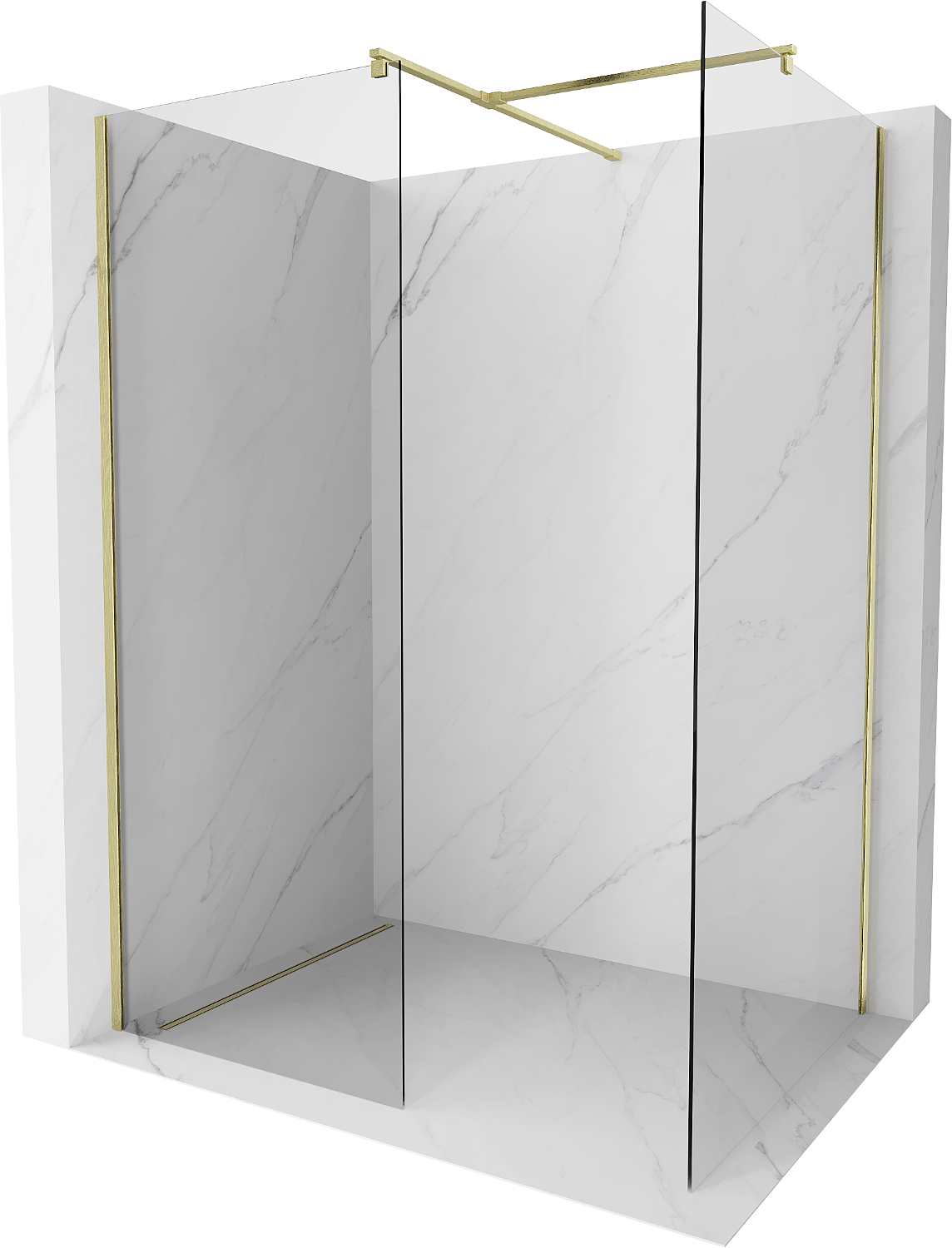 Mexen Kioto ścianka prysznicowa Walk-in 120 x 120 cm, transparent, złota szczotkowana - 800-120-202-55-00-120