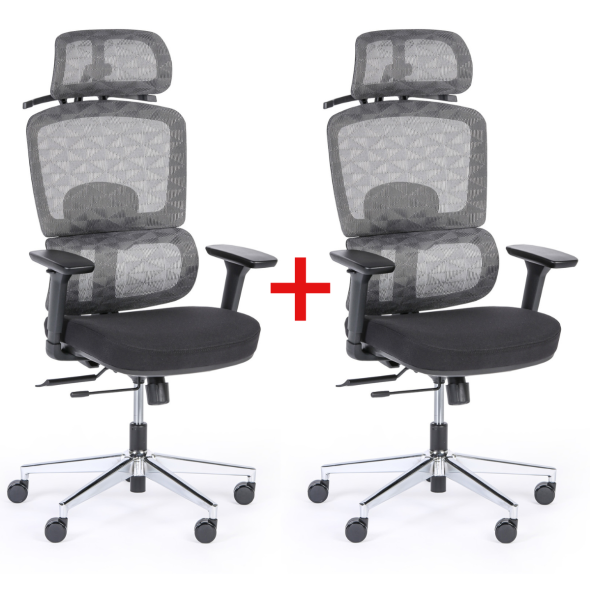 Krzesło biurowe JERRY 1+1 GRATIS, szary