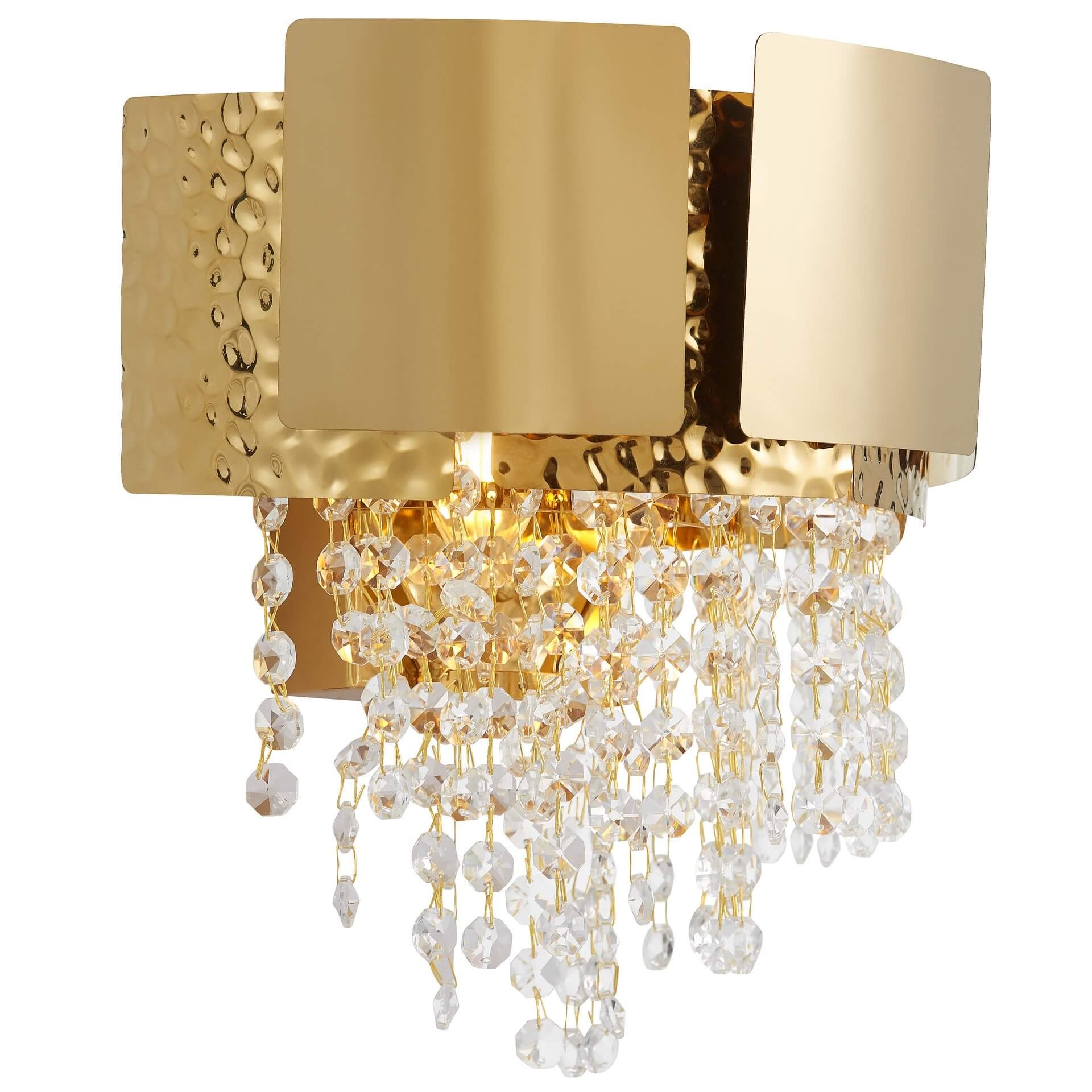 LAMPA ŚCIENNA KINKIET KRYSZTAŁOWY ZŁOTY DIONA W2