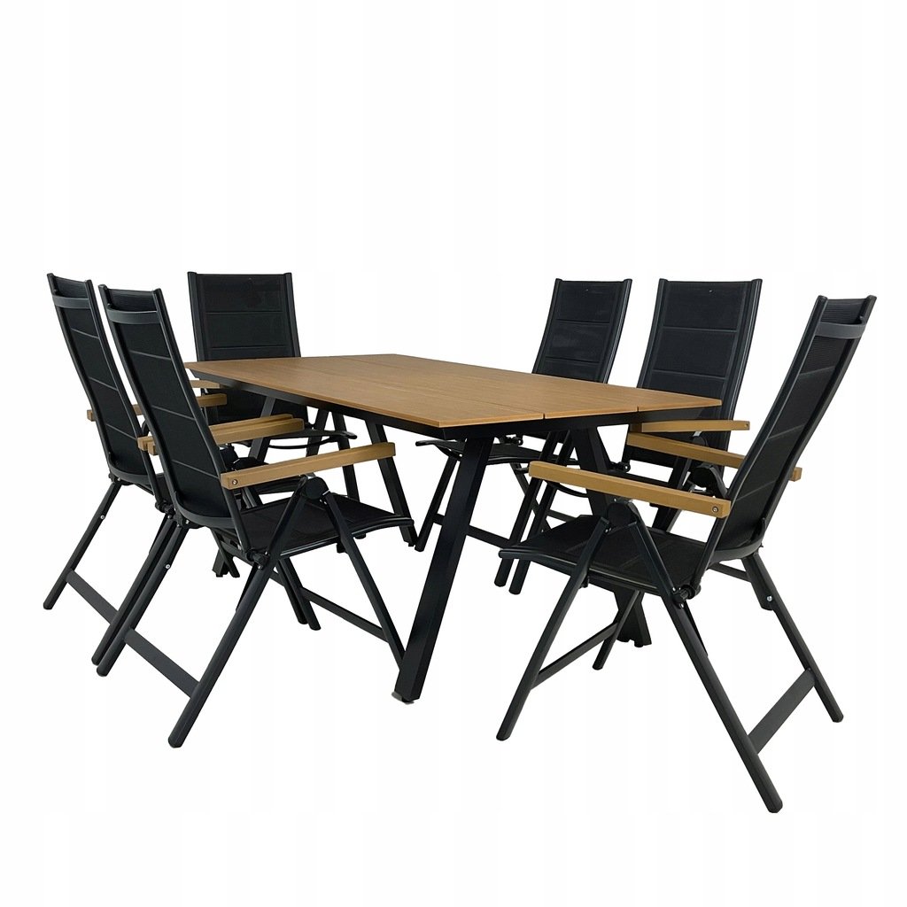 ZESTAW MEBLI PREMIUM DO OGRODU ALUMINIOWY OBIADOWY WYPOCZYNKOWY MADERA 6 OS