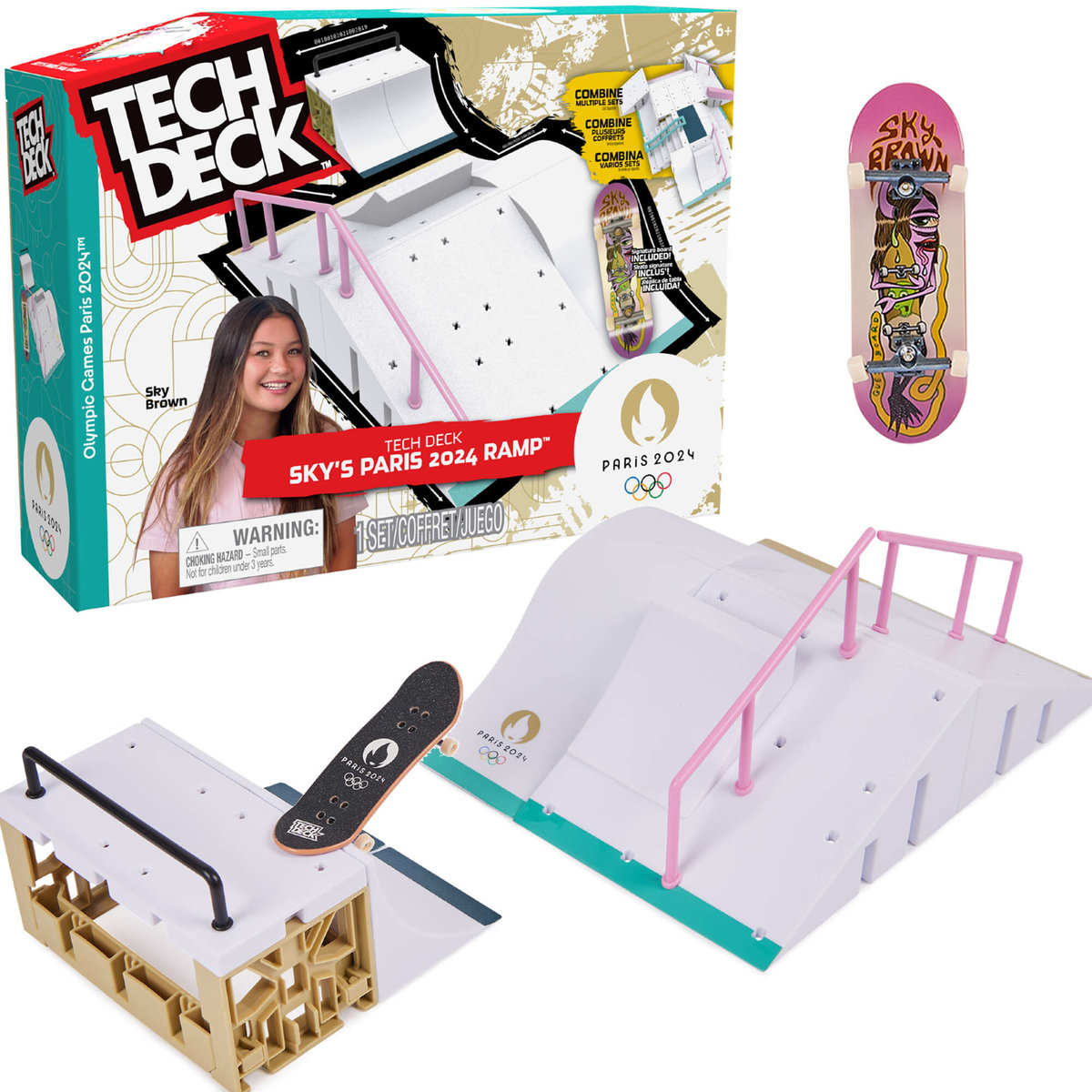 Tech Deck zestaw fingerboard Rampa Sky's Ramp + kolorowa deskorolka kolekcjonerska Paris 2024