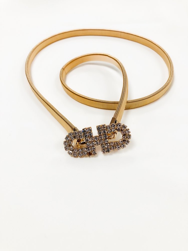 Pasek Żmijka Damska z Klamrą i Cyrkoniami Złota UNI