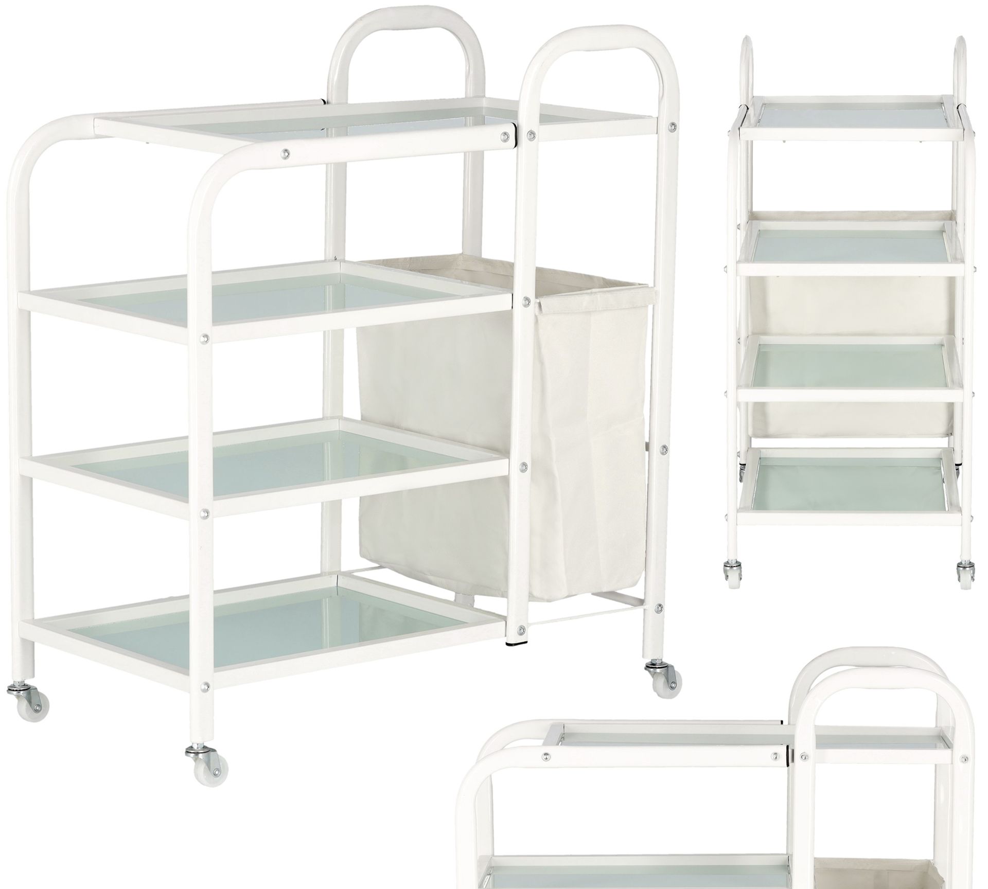 Pomocnik kosmetyczny fryzjerski do salonu uniwersalna szafka wózek stolik na kółkach z koszem