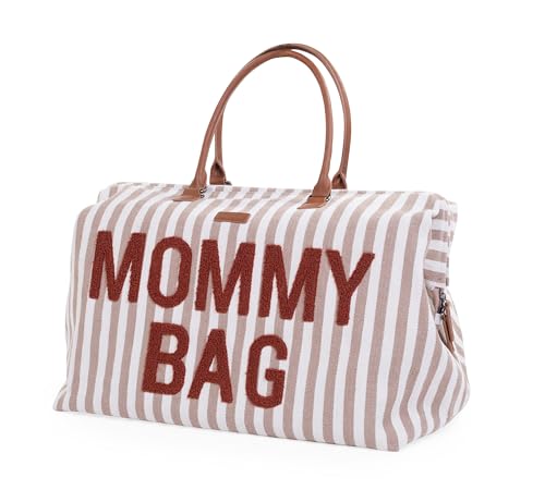 CHILDHOME, Mommy Bag, torba na pieluchy, dla kobiet w ciąży, torba podróżna, duża pojemność, mata do przewijania, regulowany pasek na ramię, izolowana kieszeń, przejście na walizkę, paski terakota