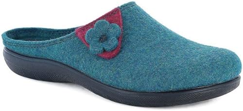 inblu Filcowe kapcie ECOFRIENDS z kwiatem, podeszwa wykonana z materiałów odzyskiwania, 35/41, damska, Royal Blue, 39 EU, Królewski niebieski, 39 EU