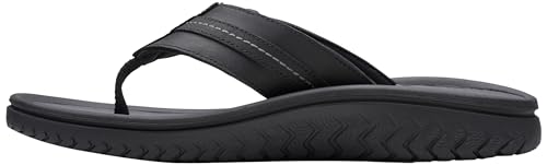 Clarks Wesley Sun klapki męskie, Czarna skóra, 42 EU