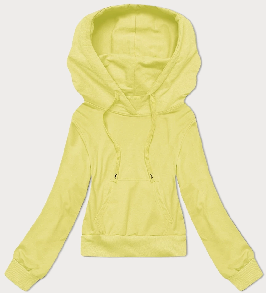 Krótka bluza dresowa z kapturem cytrynowa (8B939-33) - J STYLE